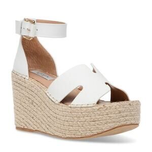 STEVEN NY Jackal Leather Wedge Espadrille Platform Sandals Shoes NEW / Size 7.5